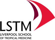 Red and maroon curved lines logo.