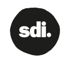 Slum Dwellers International (SDI) featuring lowercase white letters 'sdi.' inside a black circular shape