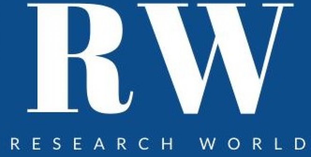 RW Research World logo in blue and white.